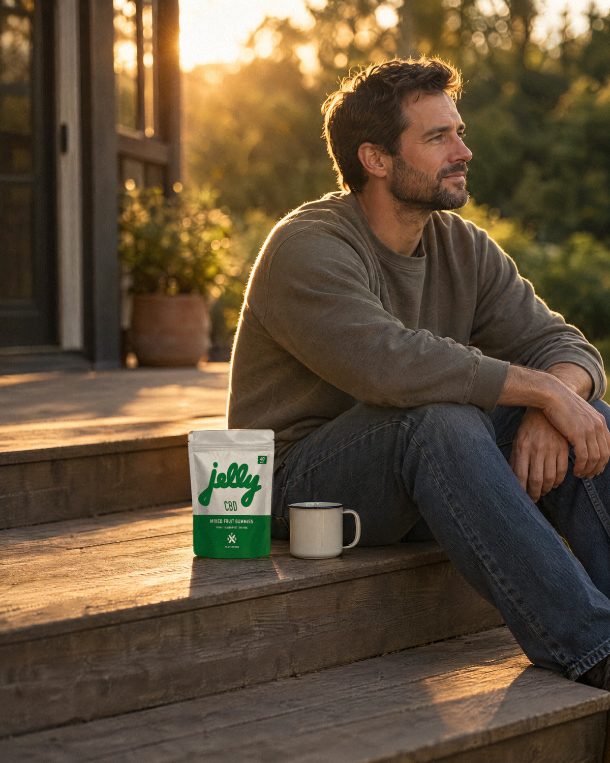 Functional category tile: Relief (porch steps, golden hour)
